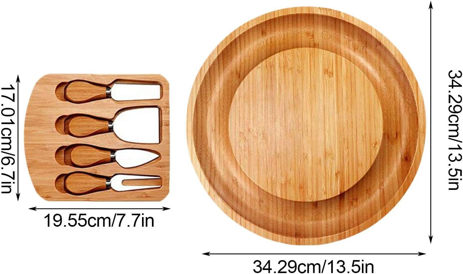 Cheese Board Set | 13.5-Inch Deli Plate | Serving Plate for Cheese, Coffee, Cake, Fruit for Housewarming Birthday Parties Drinking image number 2