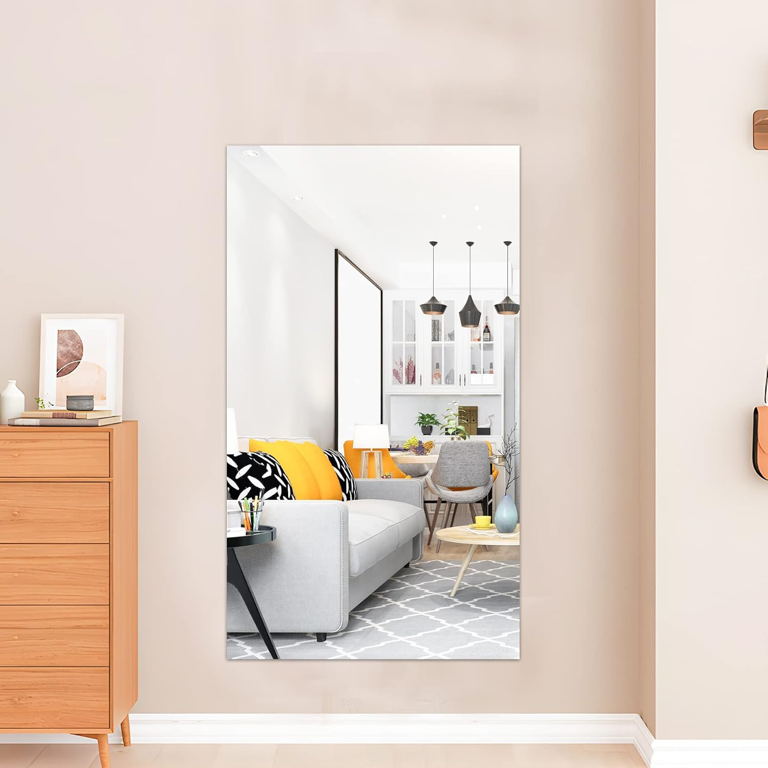 JINGIHE Flexible Mirror Sheets Self Adhesive, 2Pcs Stickers for Walls, 70X 40 Cm Glassless Peel and Stick Mirror, Cut Adhesive Paper Locker, Door, Gym, Home Decor, Sliver image number 5