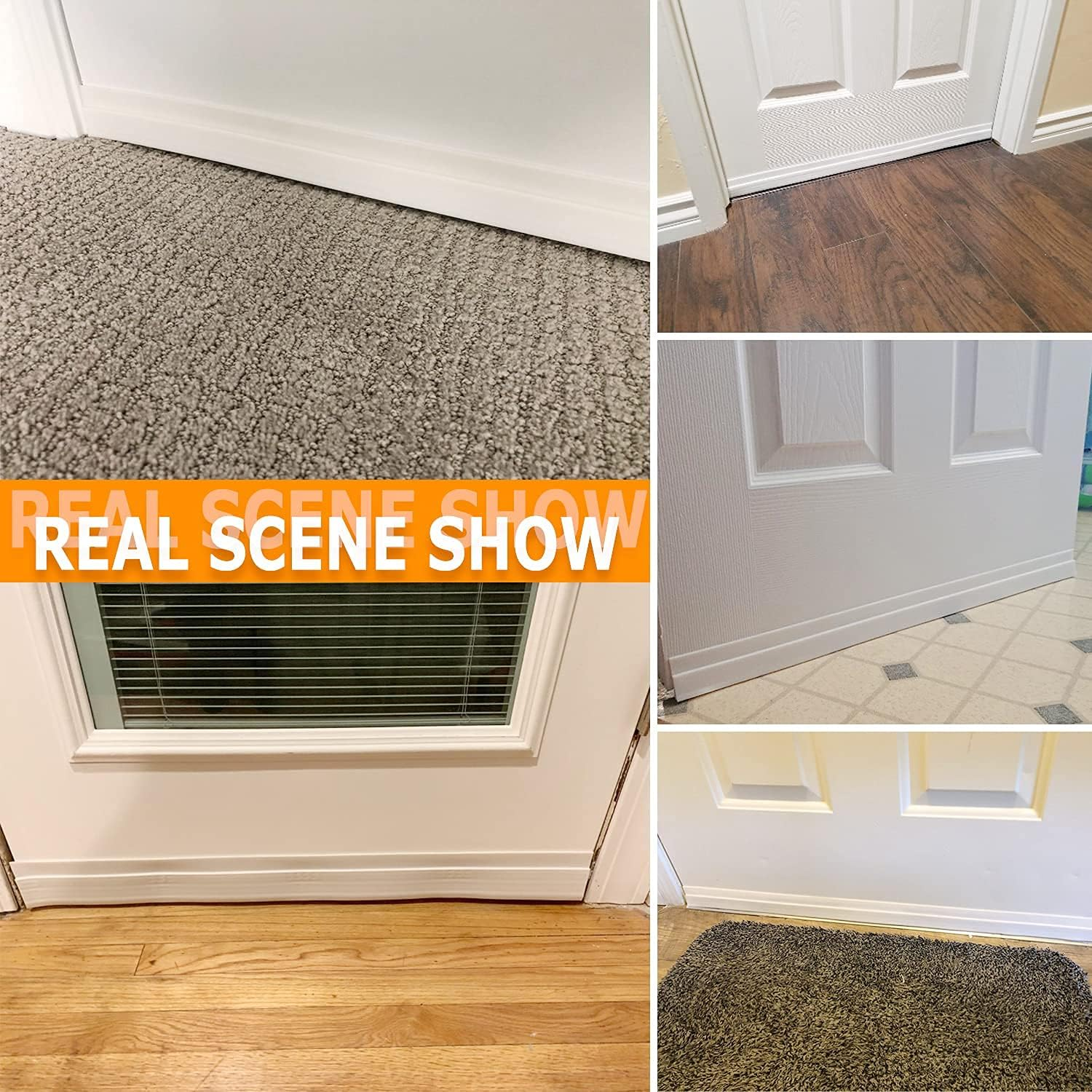 2 Pack Door Draft Stopper under Door - Heavy Duty Weatherproof Seal Strip, Soundproof & Anti-Dust Blocker, Mouse Insect Barrier for Home Doors - White - White image number 3