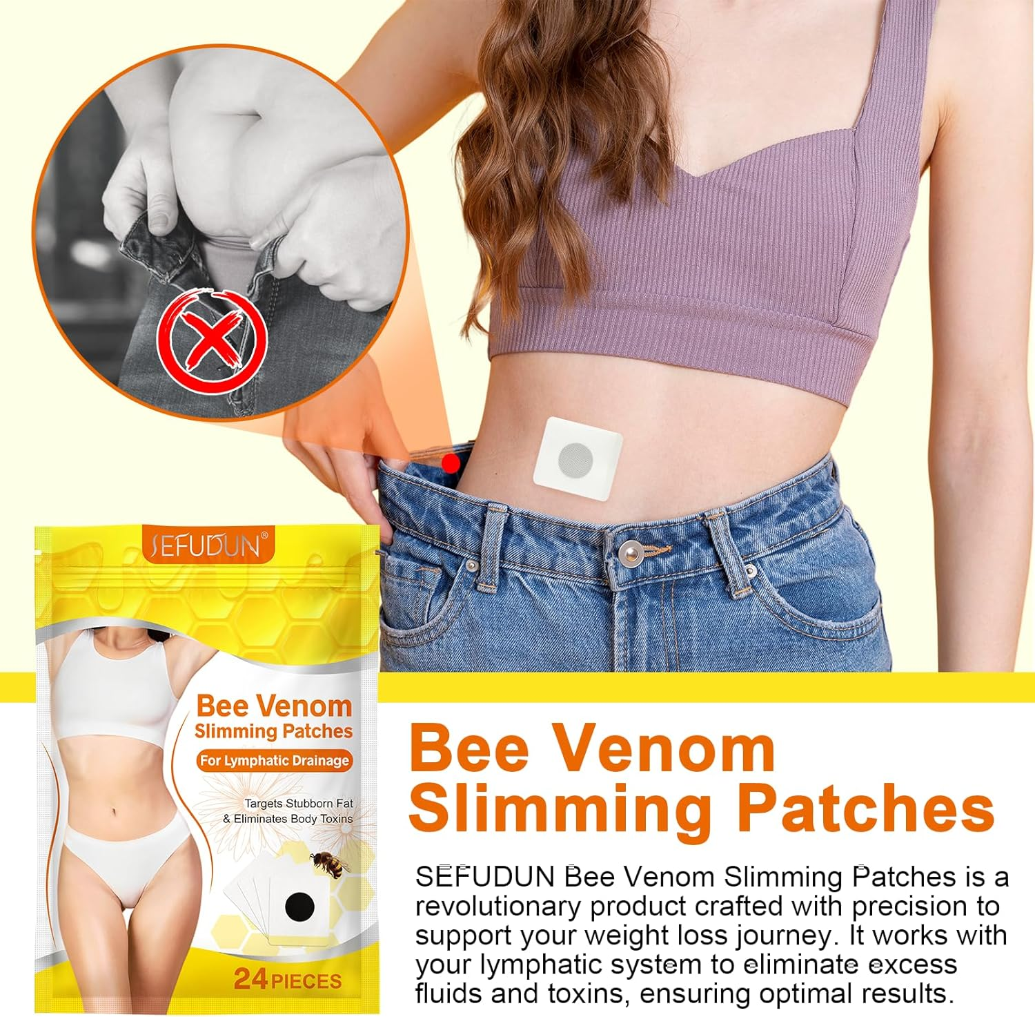 New Bee Venom Patches, Slim Patch for Women, Weight Loss Patches, Comfortable and Easy to Use (24Pcs) image number 1