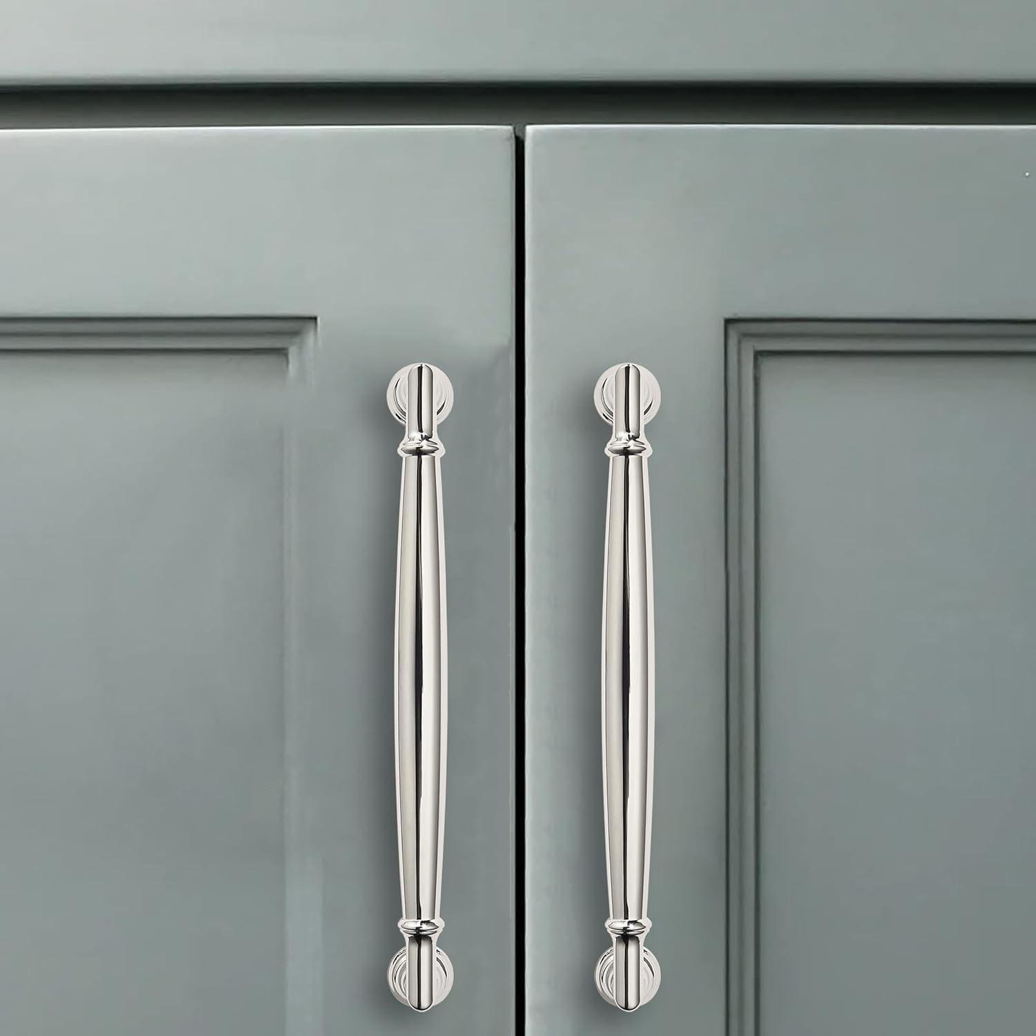 CABDM 10 Pack 5 Inch(128Mm) Polished Nickel Cabinet Pulls Heavy Duty Soild round Cabinet Pulls Kitchen Cabinet Hardware for Cupboard Drawer Handles Dresser Pulls image number 3