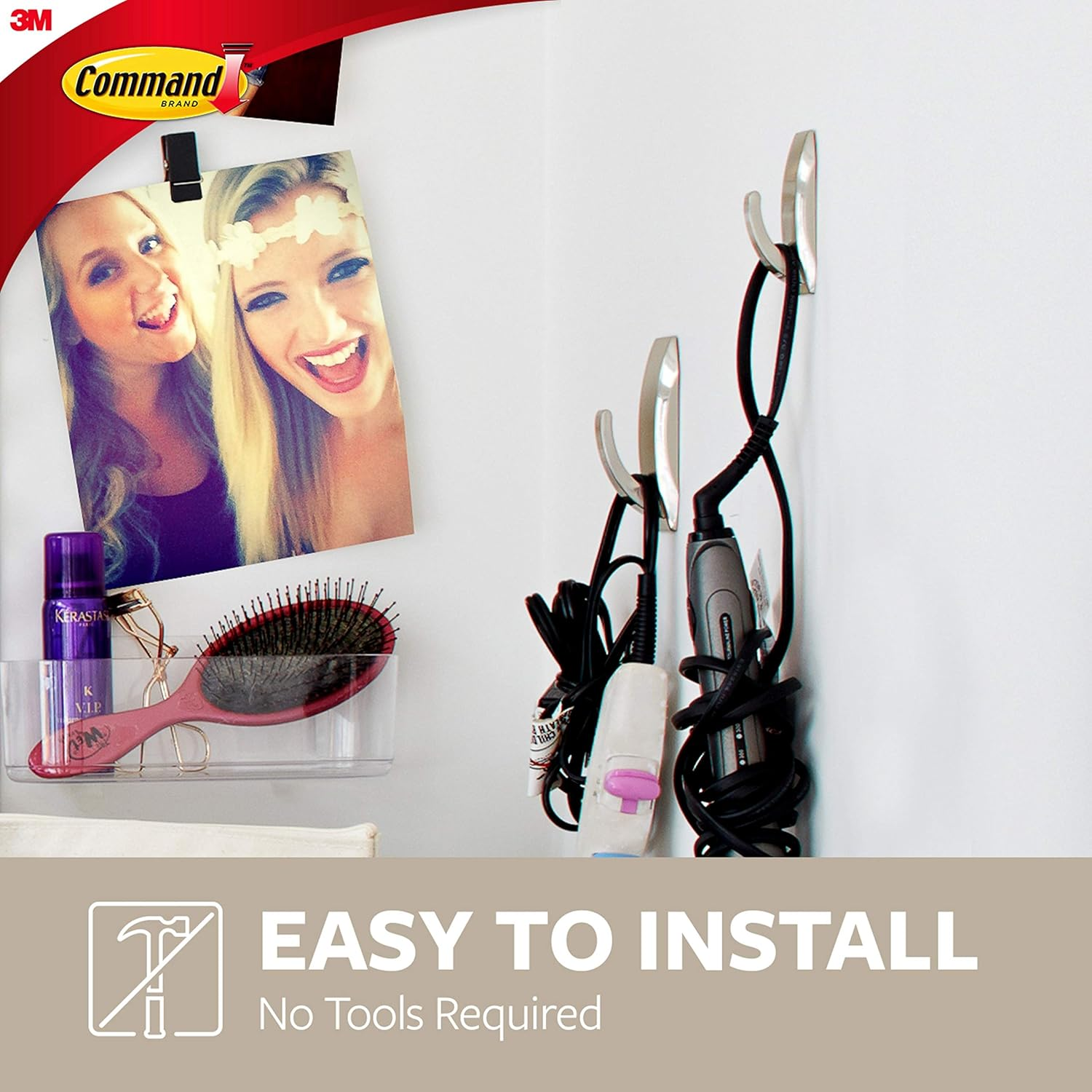 Command Modern Reflections Metal Hook, Medium, Brushed Nickel, 1-Hook (MR02-BN-ES)