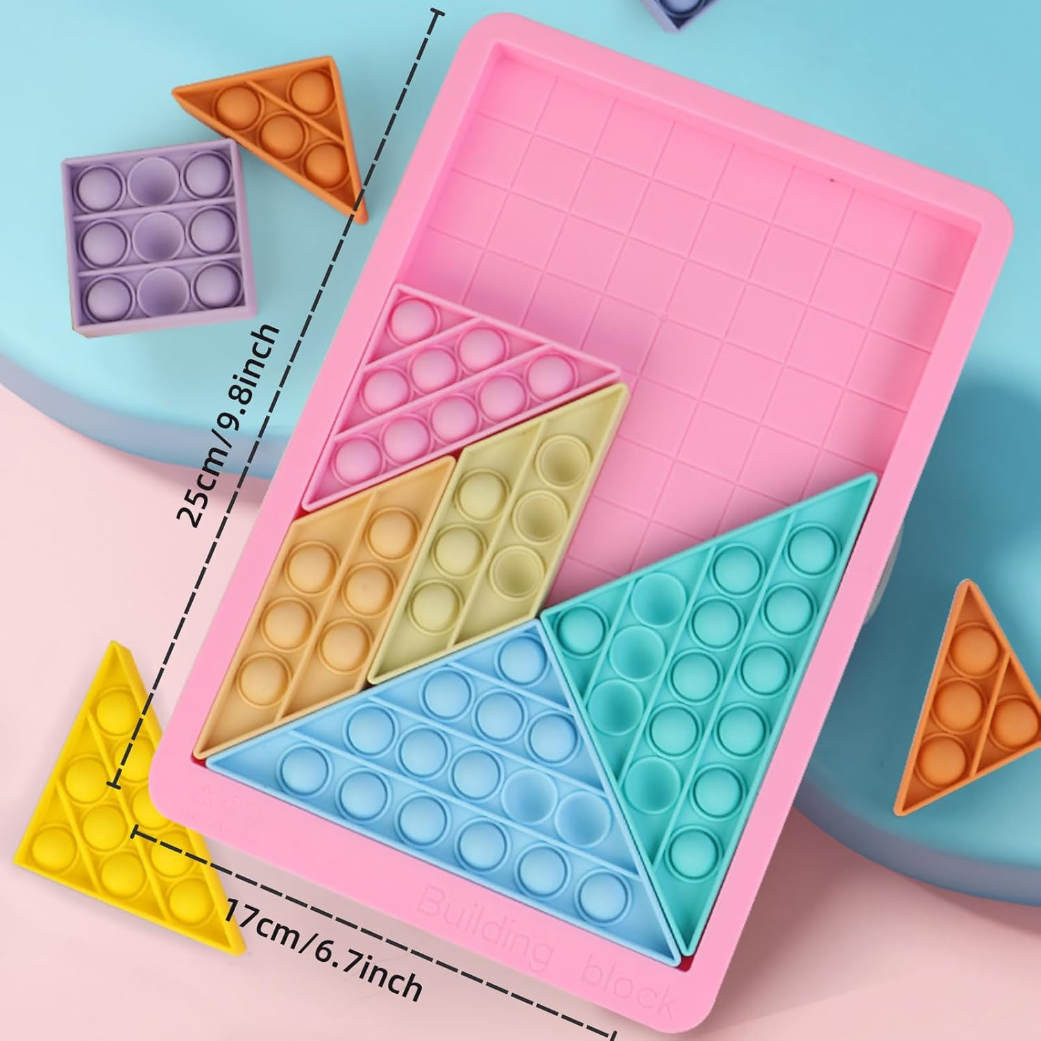 Pop Fidget Toys, 12Pc Puzzle Game Popit Sensory Toys for Learning, Pop It Board Fidget Games ,Focus Tools and Stress Relief Tetris Games for Girls Boys Kids Fridents image number 3