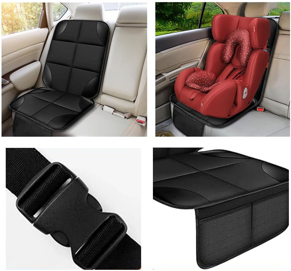 Car Seat Protector for Child Car Seats, Thick Padding Seat Protector under Baby Car Seat, Waterproof Non-Slip Seat Cover for Child and Pet, Anti-Wear Safety Seat Protectors with Pockets image number 2