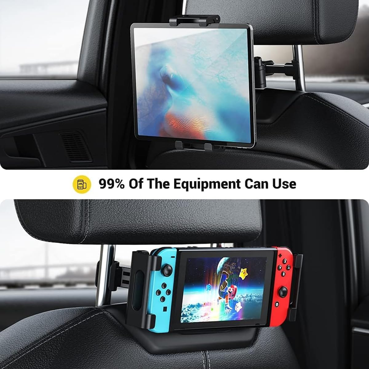 AIMALL Car Rear Seat Mobile Phone Tablet Holder Bracket, Adjustable Headrest Mount for Tablets & Phones, Fits 5.51-10.23In Devices, Easy Installation, Universal Compatibility image number 3