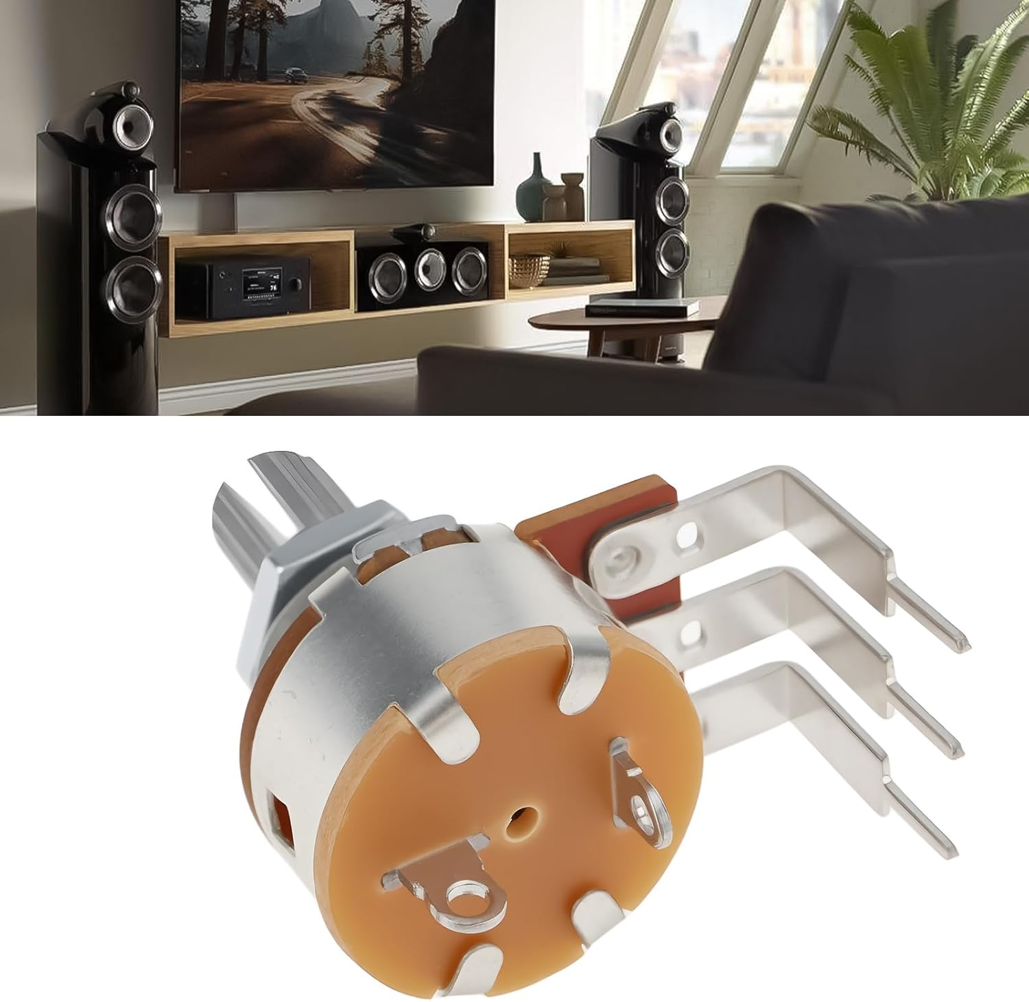 Be in Your Mind 5Pcs B500K 500K Three Terminal Angled Linear Potentiometer for Audio Adjustment Power Amplifier Equipment with Washers and Nuts image number 4