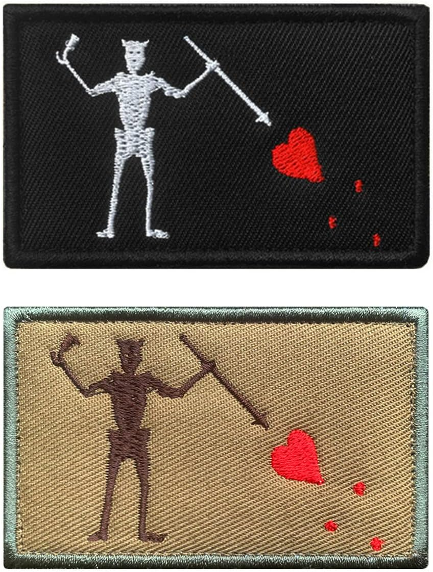 Antrix 2 Pcs Tactical Black Beard Pirate Edward Emblem Military Emblem Badge Patch Hook & Loop Pirate Badge Patches for Backpacks Caps Pouch Military Uniform image number 2