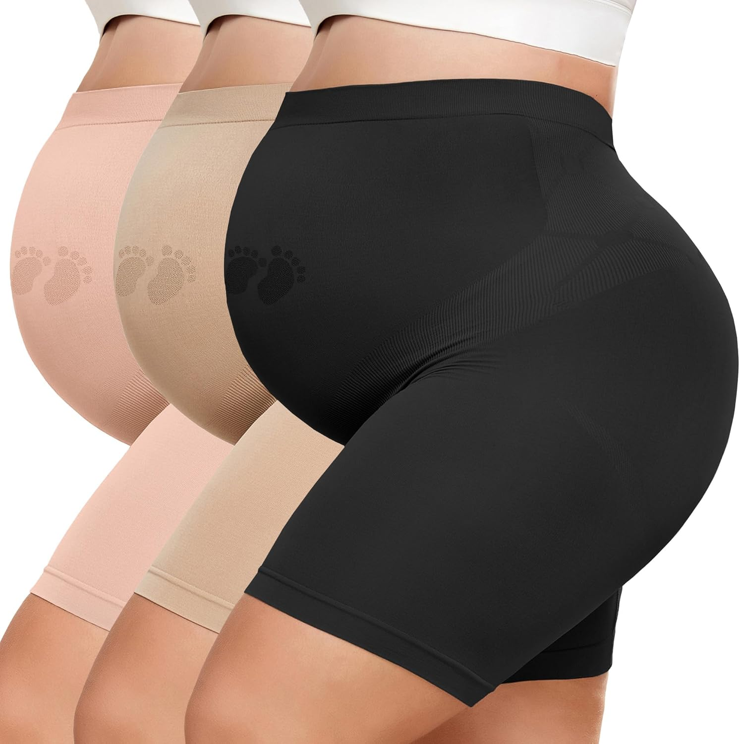 Maternity Shapewear for under Dresses over Belly Pregnancy Underwear Mid-Thigh High Waist Shorts Panties for Baby Shower