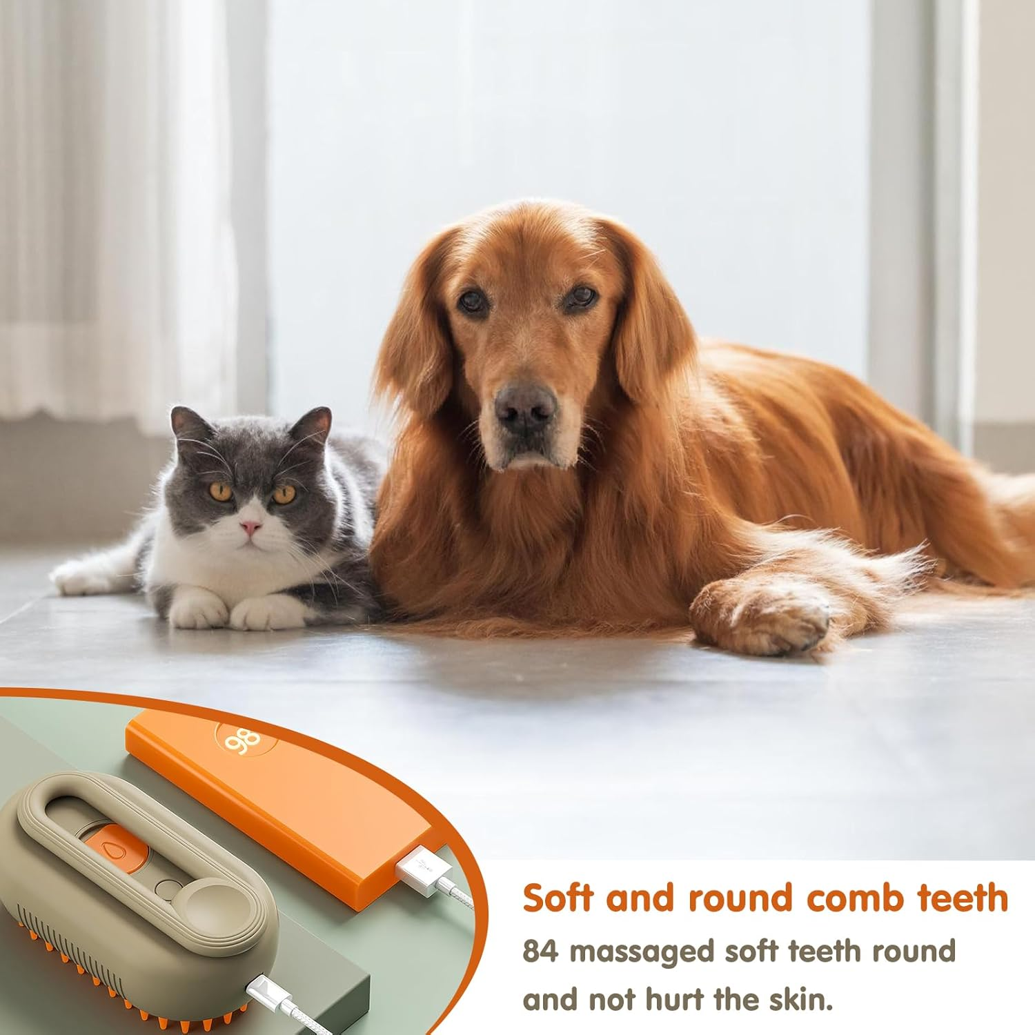 Cat Brush with Steam, Cat Steamy Brush, Steamy Brush Cat, Steam Brush for Cats, Cat Hair Brush, Self-Cleaning with Water Tank for Massage Care and Hair Removal image number 1