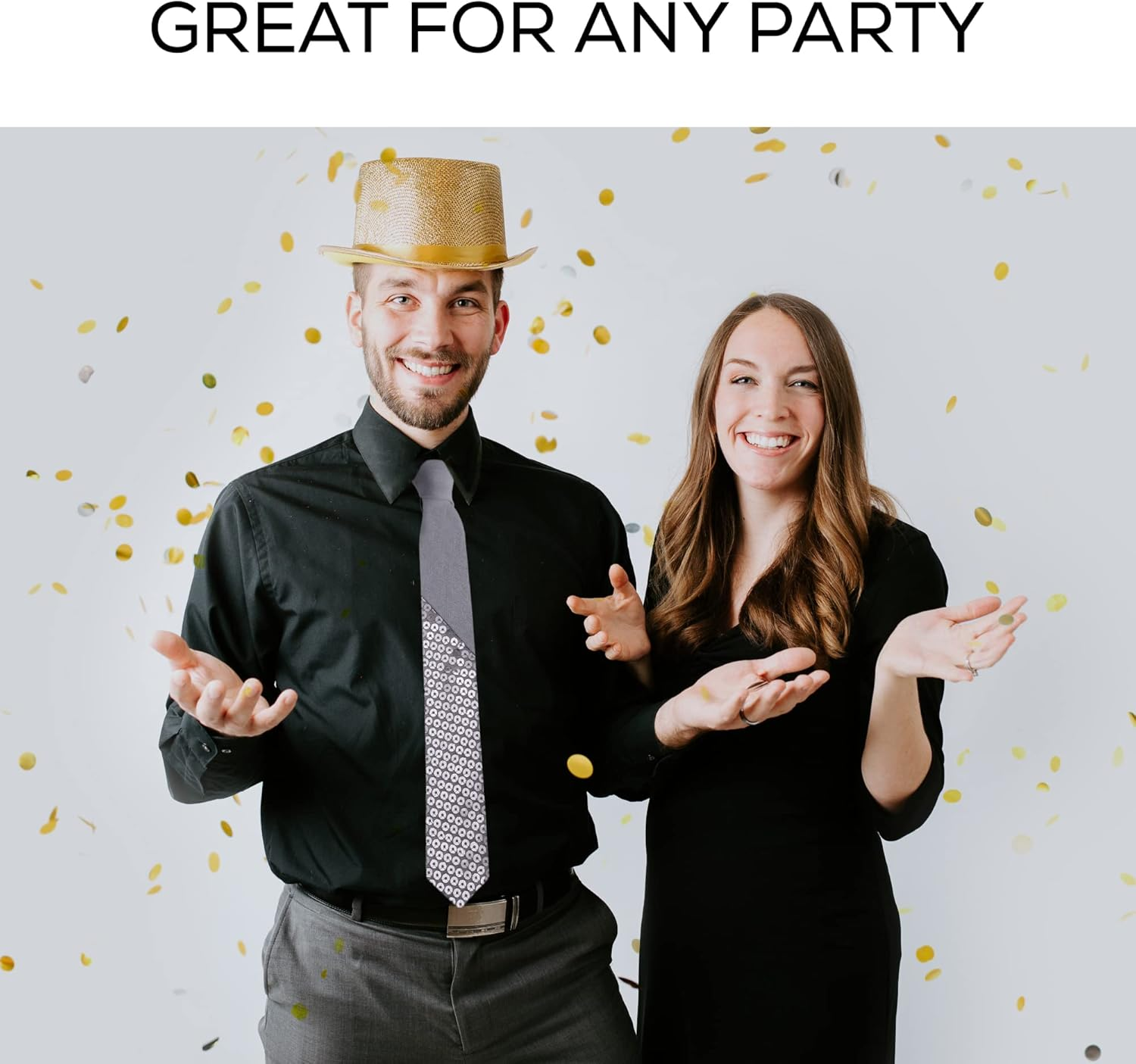 Mens Fashion Sequin Skinny Tie - Great for Weddings, Parties, Costumes, Halloween - Many Colors to Choose From image number 1