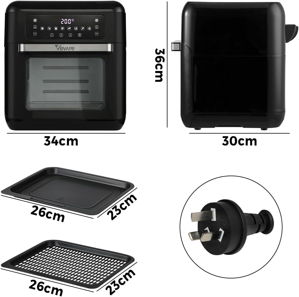 Vevare 12L Air Fryer Oven with LCD Touch Control 1500W Oil Free Air Fryer Cooker for Kitchen image number 2