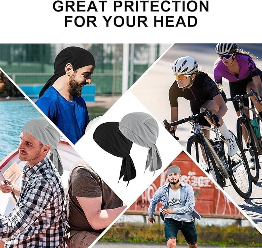 2 Pcs Bandanas Skull Caps Head Wrap Sweat Rags Durags for Men Women Gym Beanie for Cycling Motorcycle