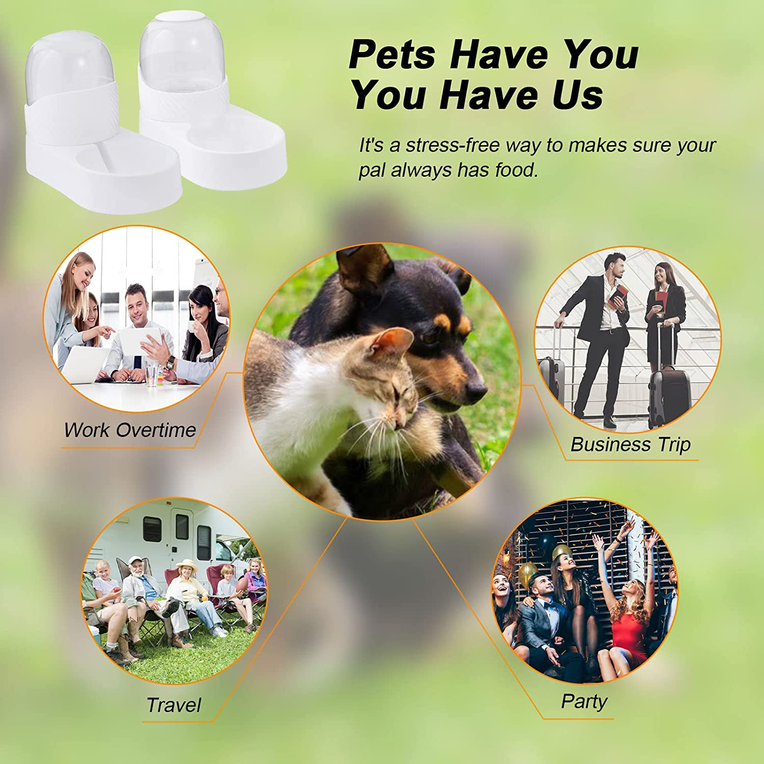 Automatic Dog Cat Feeder and Water Dispenser Set,Gravity Dog Feeder and Waterer Set with Pet Food Bowl, 4L Capacity Cat Food Dispenser and Water Dispenser,Self Feeding Station for Dogs Cats image number 6