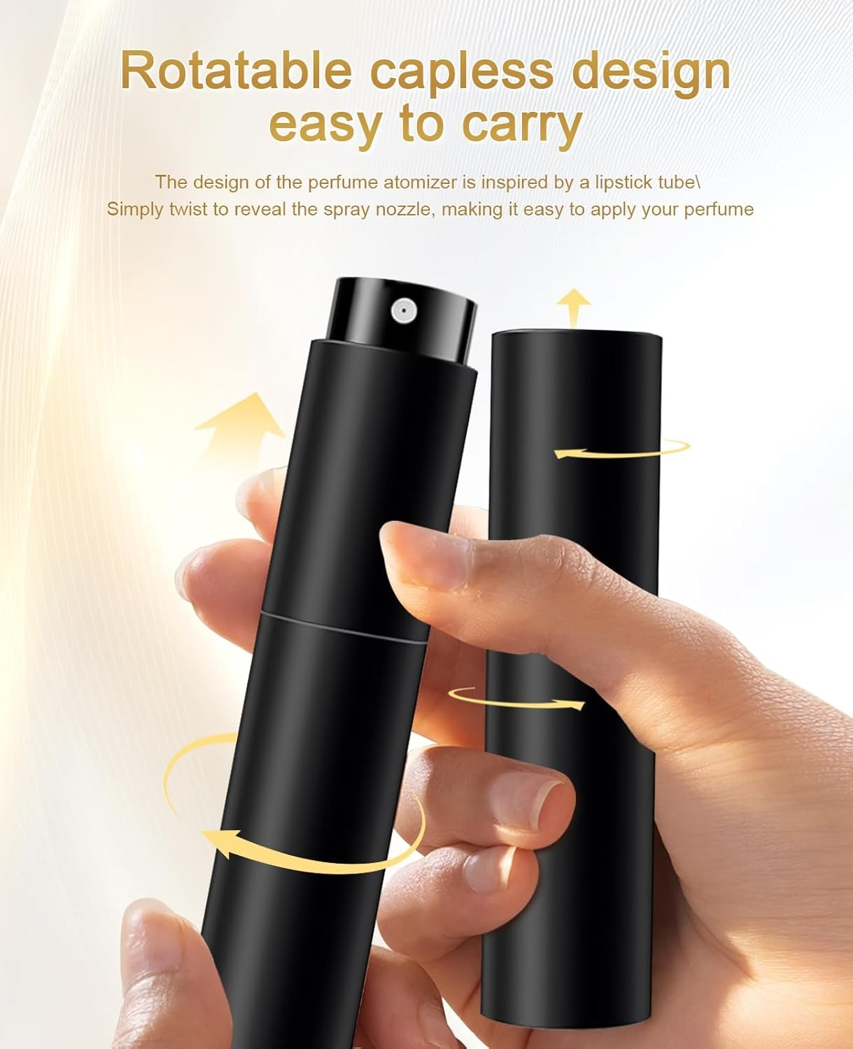 Asanana Atomizer Perfume Refillable Bottle 5Ml Twist-On Bottom Fill Fine Spray Portable Leakproof Mini Travel Bottle Essential Waterproof Durable Simple Suitable (Gold-2P) image number 4