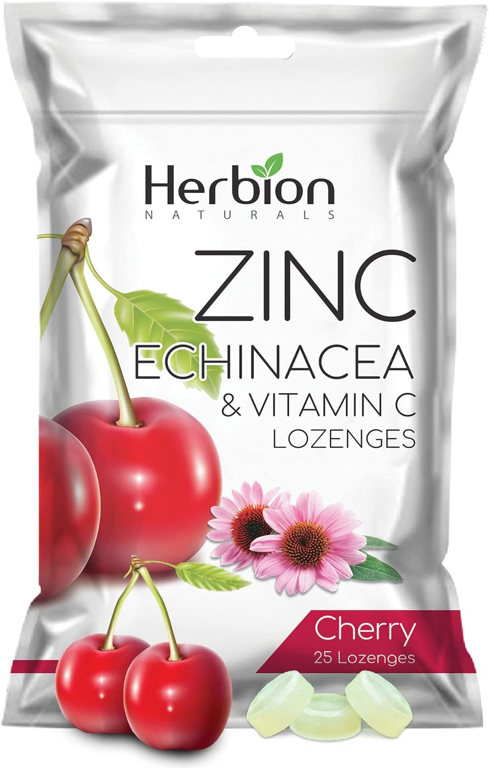 Herbion Naturals Zinc, Echinacea and Vitamin C Lozenges with Natural Cherry Flavor - 25 CT &ndash; Dietary Supplement &ndash; Supports Immune System &ndash; Promotes Overall Good Health for Adults and Children 5+&hellip;