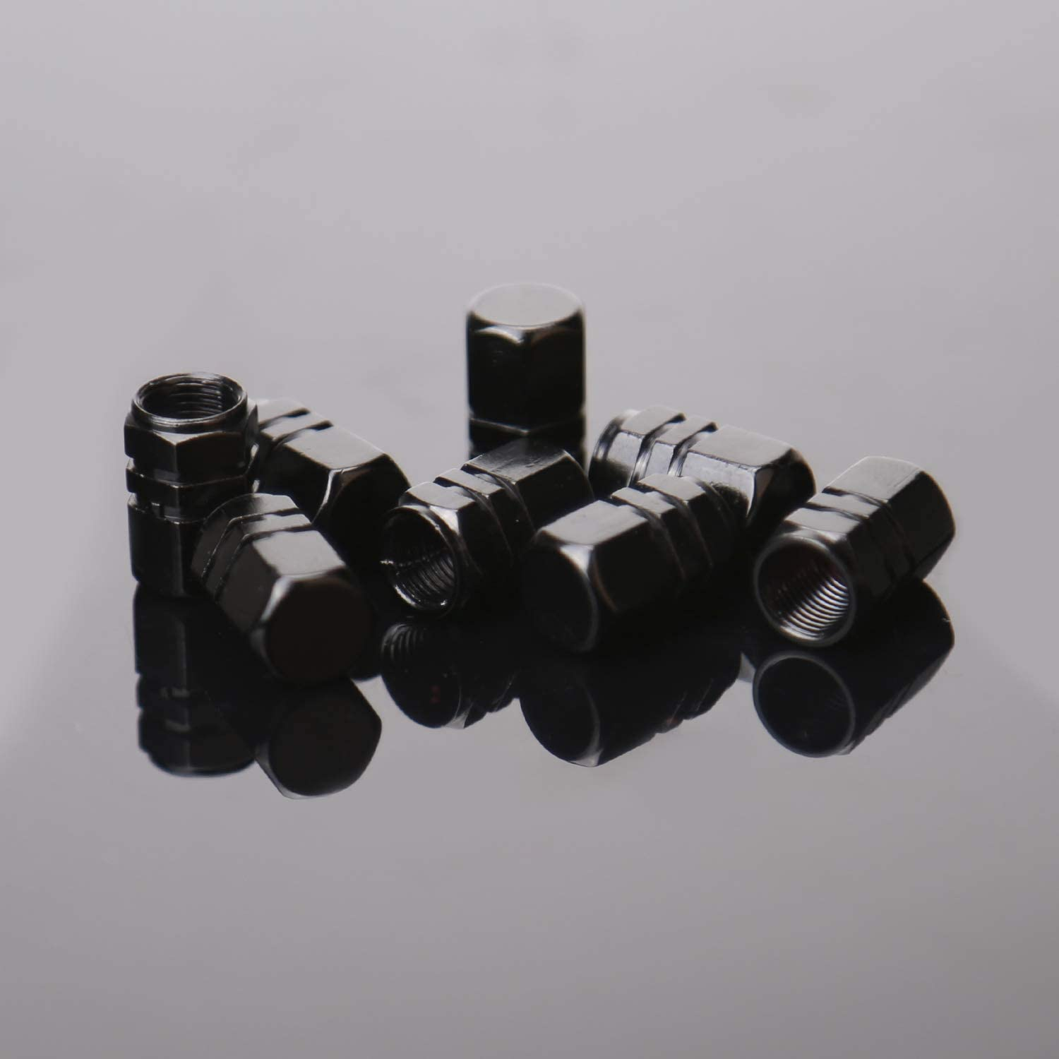 AIEX 8 Packs Aluminum Tire Valve Stem Caps with Gasket Universal Hexagon Valve Covers Replacement for Cars, SUV, Bike, Bicycle, Motorcycles, Airproof, Screw-On, Easy-Grip(Black) image number 5