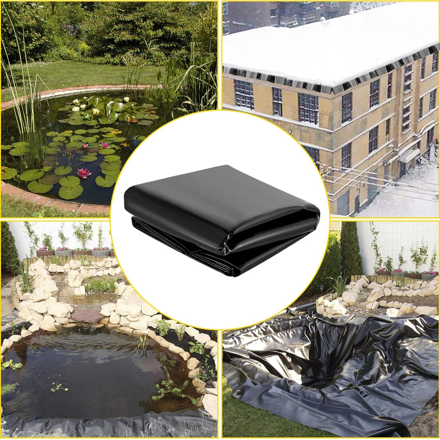 0.2Mm Thickness Pond Liner Pond HDPE Skins Small Fish Pond Liners Rubber Pond Tarp Easy Cutting Underlayment for Fountains, Waterfall & Water Gardens (3X2M) image number 3