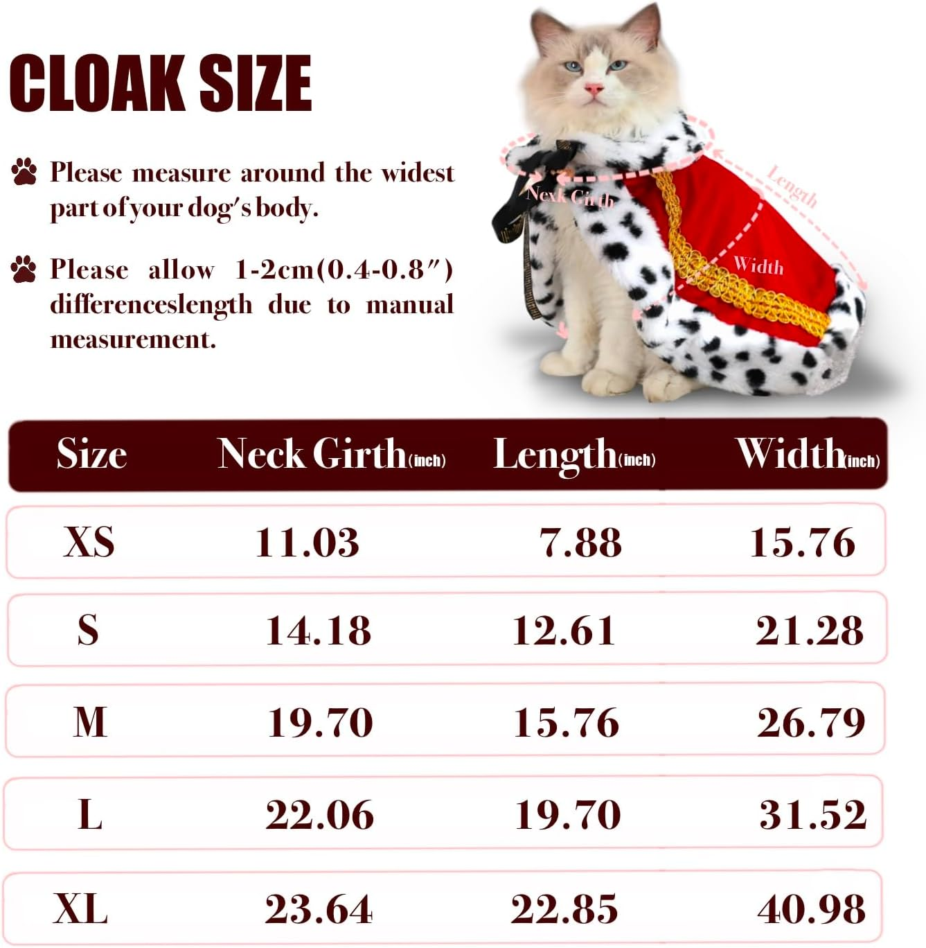 Lovelyshop Pet Serial Majestic Dog/Cat Costume Collection with Lux Velvet Cloak and Silver Pearl Crown Set for Halloween,King Queen Prince and Princess Cosplay-M image number 2