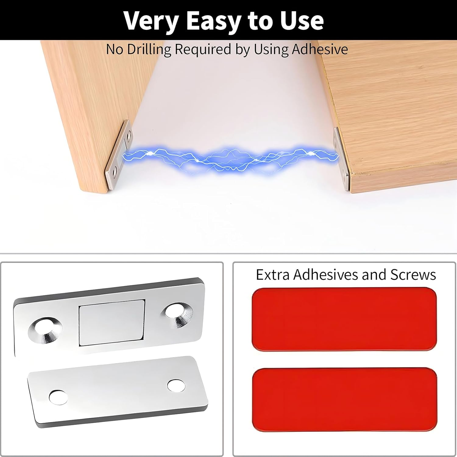 Cabinet Magnetic Catch 6 Pack Ultra Thin Cabinet Door Magnetic Catch for Drawer Magnets Adhesive Cabinet Latch Magnetic Closures for Kitchen Closet Door Closing Magnetic Door Catch Closer image number 4