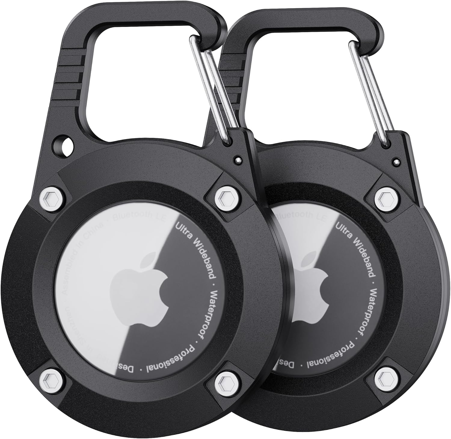 For Airtag Holder 2 Pack,Waterproof Apple Airtag Keyring with Carabiner,Airtag Case for Luggage,Keys,Backpack,Car,Bags,Kids,Dog Collar,Keychain