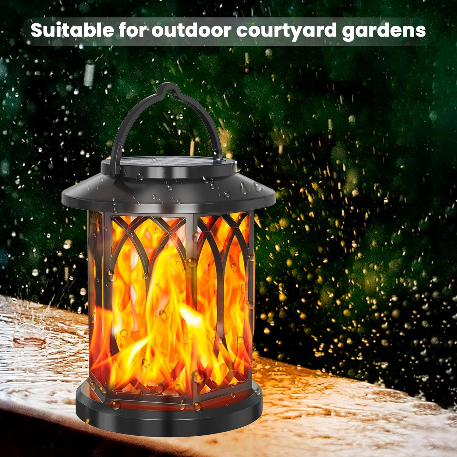 Emesak Flickering Flame Solar Lantern Outdoor Waterproof Light Outdoor Hanging Solar Light Suitable for Halloween Yard Terrace Lawn Table Decoration (1) image number 5