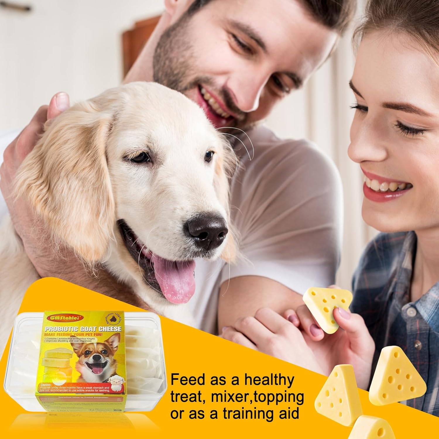 Gmstahlei Dog Cheese Treats with Probiotics - Bite Size - Human Grade Pet Treats - Healthy Treats - Boosts Immunity and Improves Coat - Non Freeze Dried Cheese and Individual Packaging - 4.2 Oz / 120G image number 3