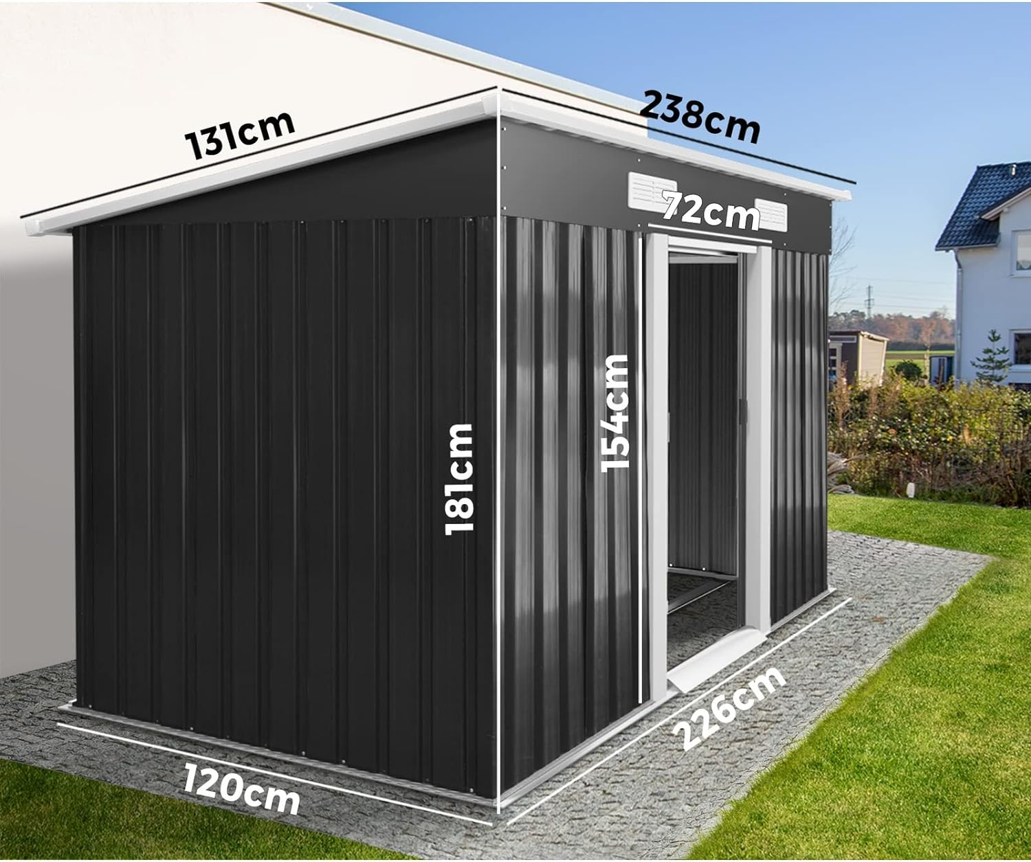 Livsip Outdoor Storage with Metal Base and Lock 2.38 X 1.31M Garden Shed - With Base image number 6
