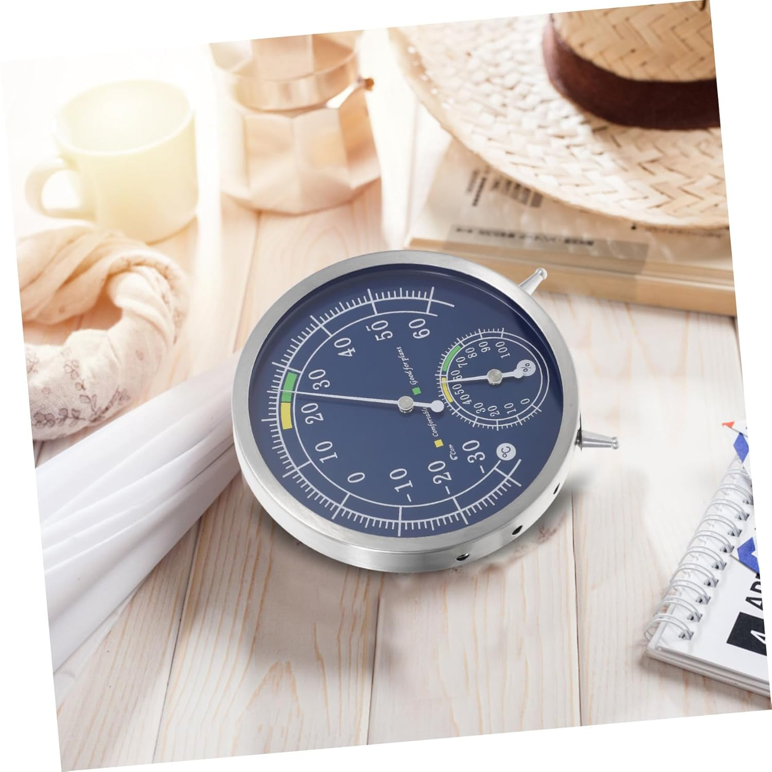 TEHAUX Indoor Outdoor Thermometer Hygrometer with Accurate Temperature Humidity Measurement Stainless Steel Analog Gauge for Sauna Home Garden Use Monitor image number 5