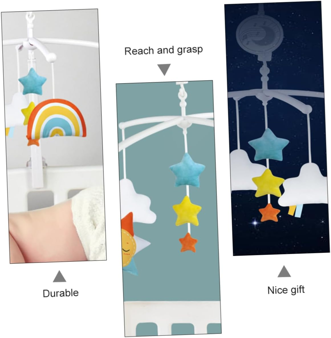 1 PC Rainbow Musical Bed Bell Rattle Multi Purpose Soft Plaything for Nursery Encourages Hand Eye Coordination and Happy Mood image number 4