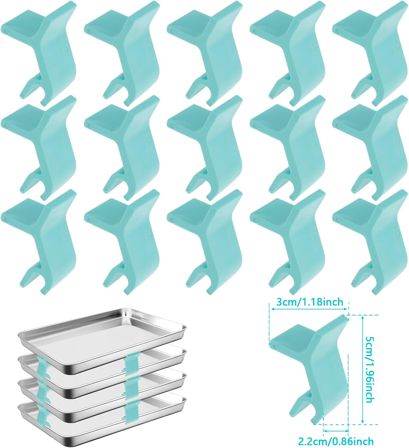Abizarch 16Pcs Baking Sheet Stackers Set, Space-Saving Tray Stackers, Trays Stacking Holder,Multipurpose Baking Tray Stackers for Freeze Dryer Trays 5X3X2.5 Cm(Blue) image number 6