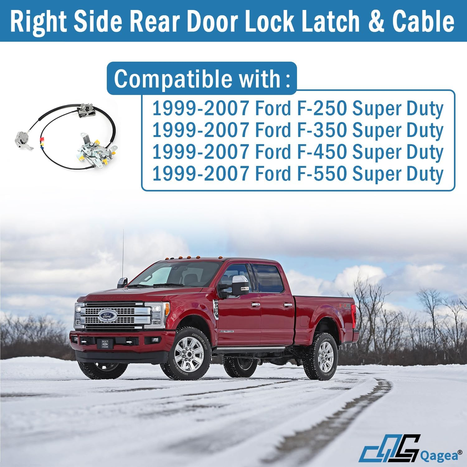 Rear Door Lock Latch & Cable - Right Passenger Side - Replacement for 1999-2007 Ford F250 F350 F450 F550 Super Duty, Upper and Lower Locking Latches Assembly Replaces# 6C3Z-28264A00-A 6C3Z28264A00A image number 3