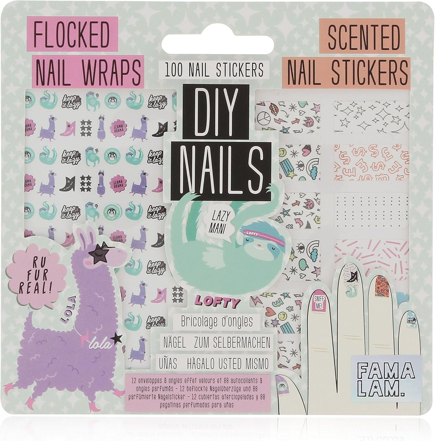 NPW-USA Famalam Llama DIY Nail Wraps and Stickers, 100-Piece image number 1
