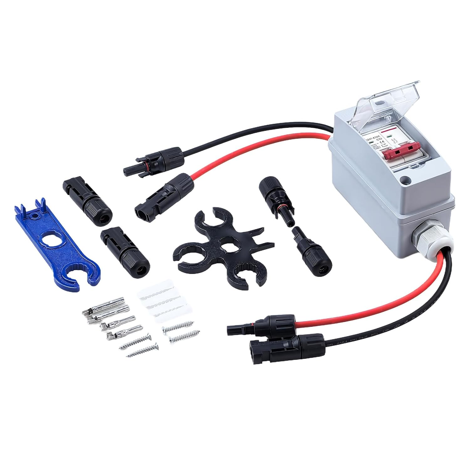 Solar Panel Disconnect Switch, 2 Pole Waterproof Solar Circuit Breaker DC500V 32A PV Disconnect Switch for Solar PV Homes Battery image number 4