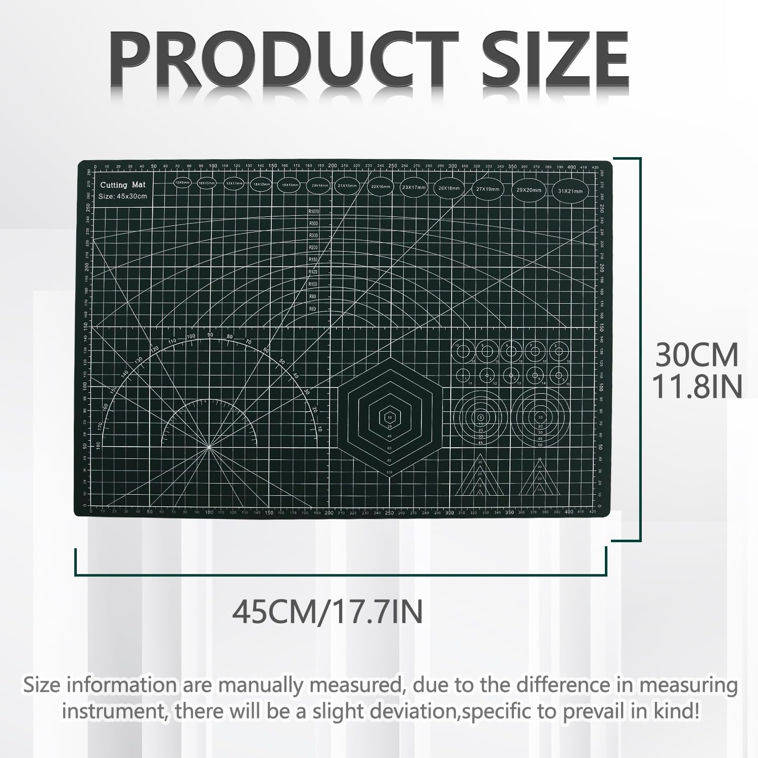 WALWAL Double-Sided Self Healing Cutting Mat, 18 Inches X 12 Inches Base for Quilting, Sewing Ideal for Sewing Crafts Hobby(A3,Black)