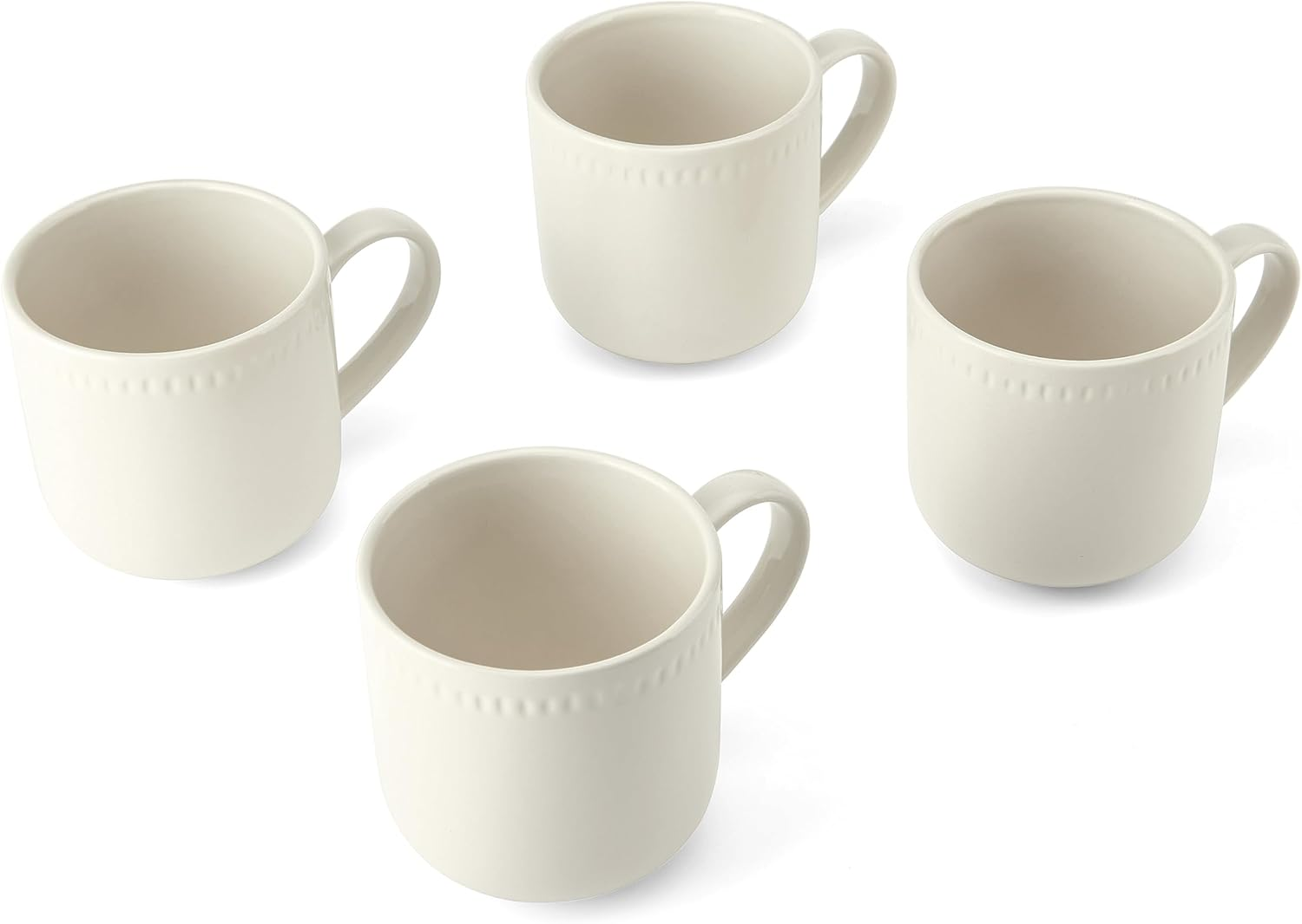 Mikasa Cranborne Stoneware Mug Set, Cream, 320 Ml Capacity (4 Pieces)