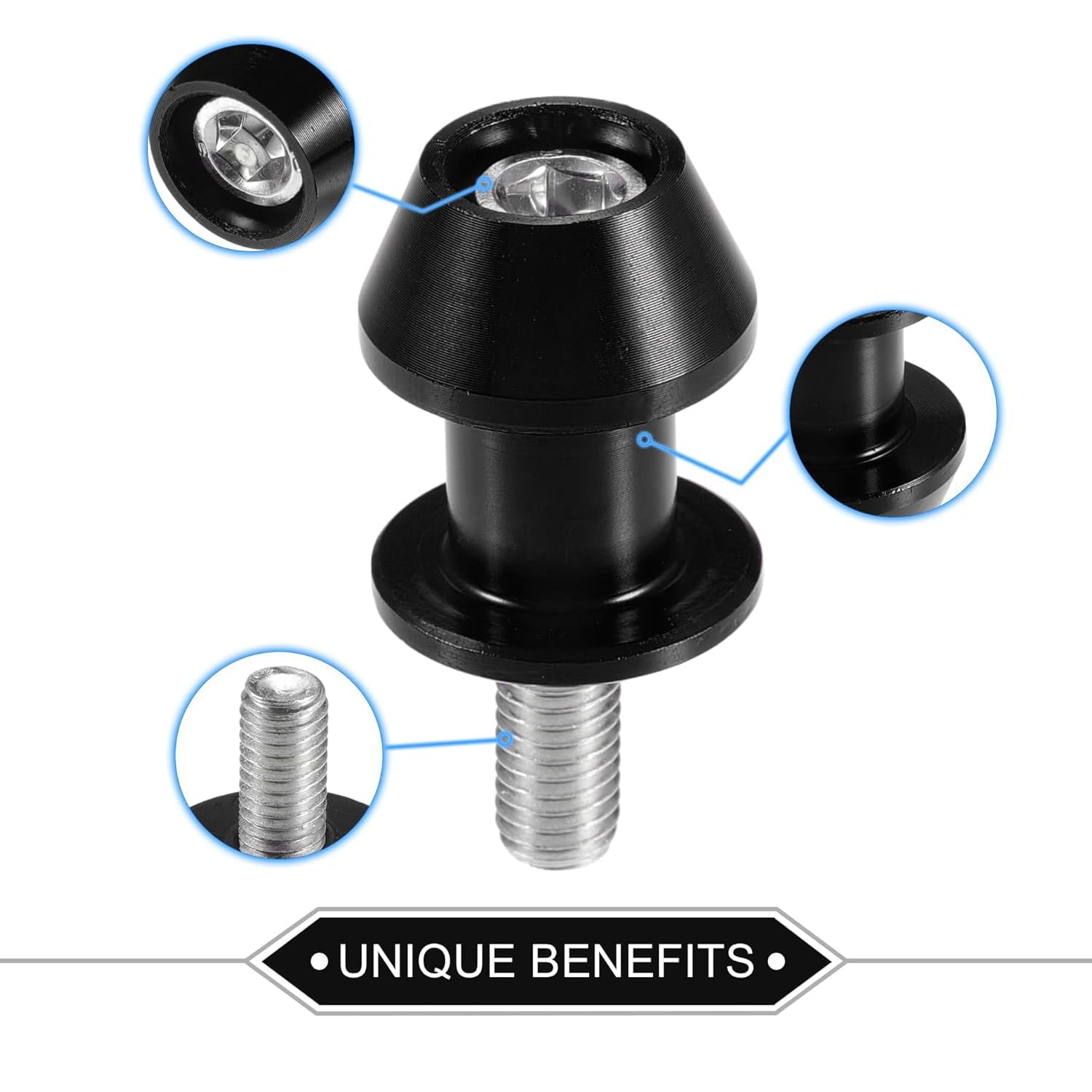 Yharnamite 2 Pair High Precision M6 Motorcycle CNC Swingarm Spool Screws, Racing Adapter for Motorcycle Assembly Stands, 6Mm Frame Screws for Enhanced Stability, Black (M6) image number 6