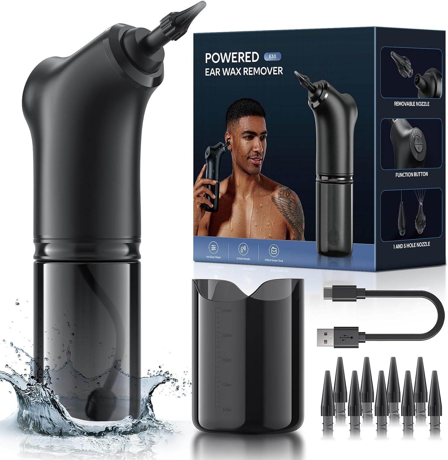 Ear Wax Removal - Electric Ear Cleaner - Ear Wax Removal Kit - Ear Cleaning Kit with 4 Pressure Settings-Ear Irrigation Kit Tool for Adults & Kids - Safe and Effective to Clean Ear Built up Wax&hellip; image number 5