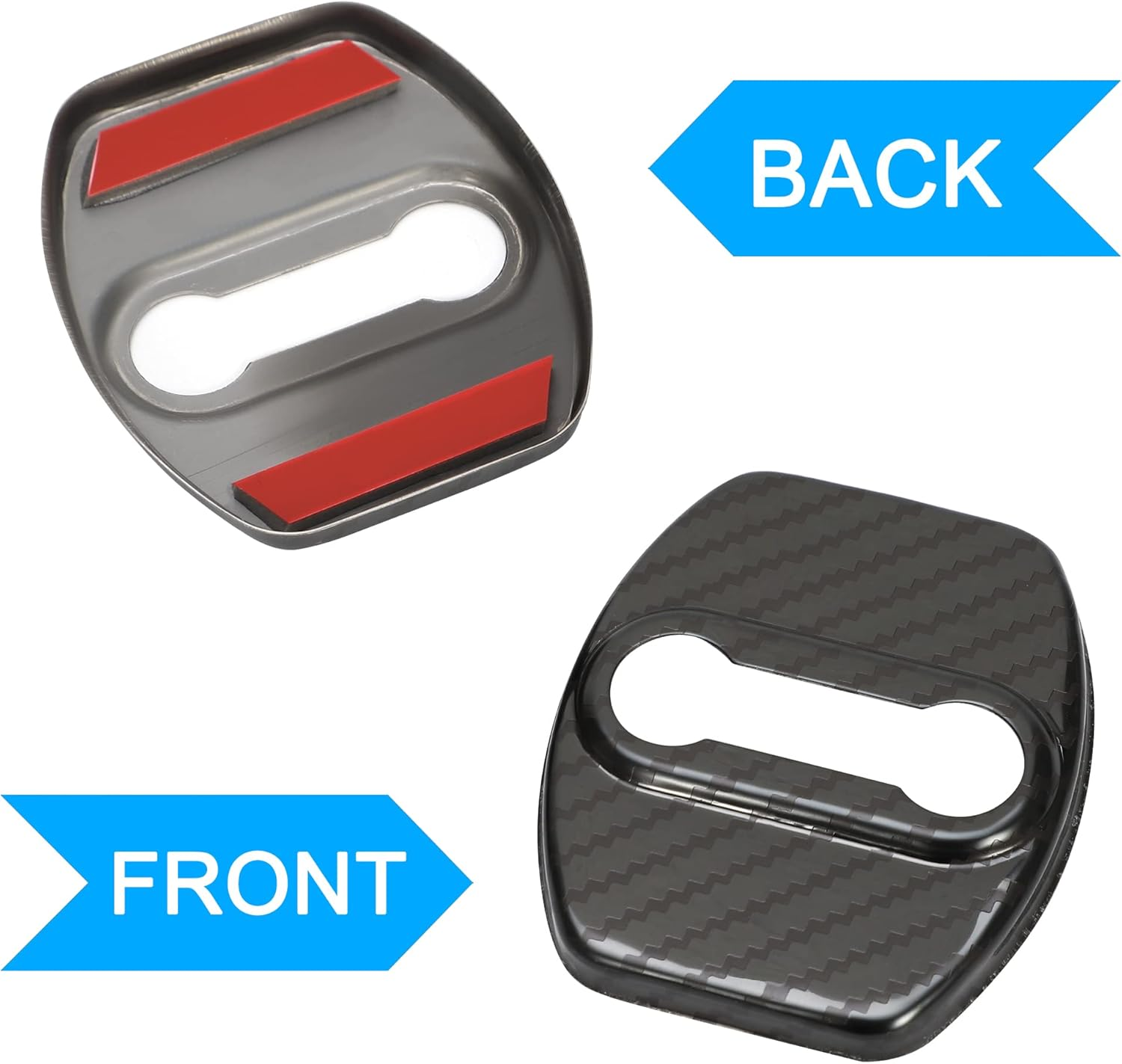 TOMALL 4Pcs Car Door Lock Latches Cover Protector Compatible with Kia Stinger Sorento Soul Gt-Line GT2 GT1 Optima Forte K5 Accessories Stainless Steel Car Door Lock Trim Decorations (Carbon Fiber) image number 3