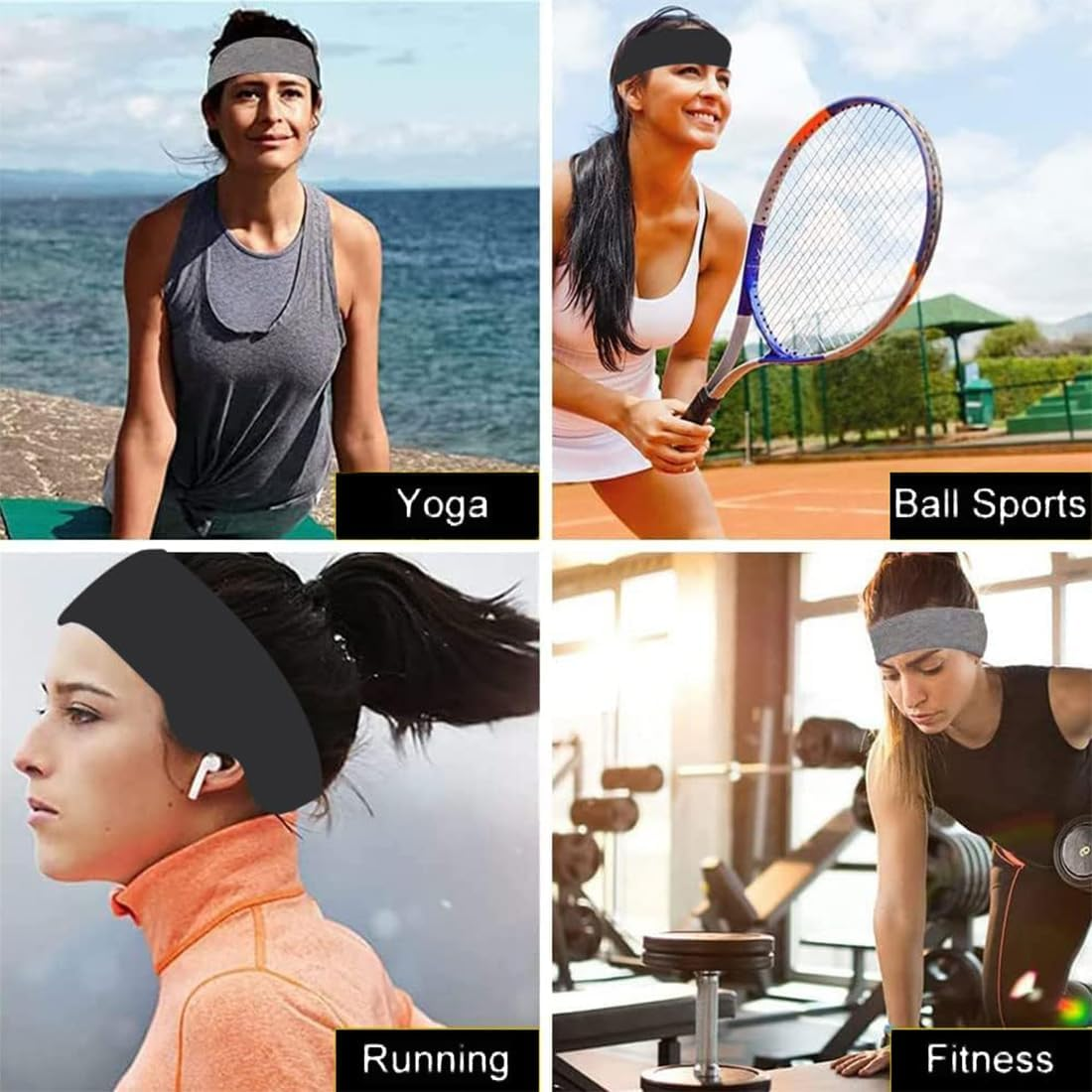 Aililong Women'S Summer Headband, Set of 3 Cotton Hair Bands, Non-Slip Headband, Elastic Hair Band, Sweat-Absorbing, Beige Hair Accessories, Women for Workout, Yoga, Running and More image number 5