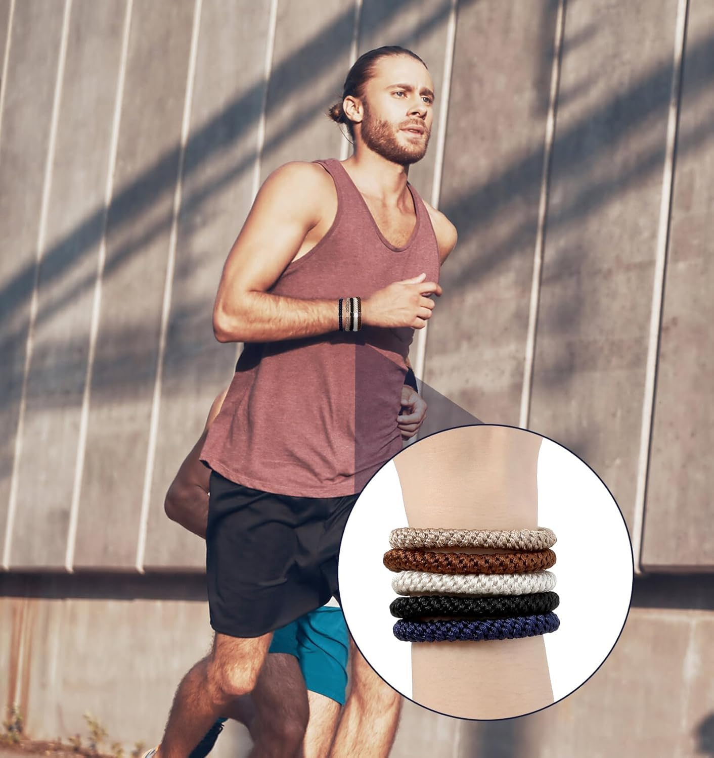 Yamobi 10 Pieces Mens Braided Hair Bobbles for Men Bun Curly Scrunchies Thick Hair Elastic Hair Bobbles for Men No Wrinkles Hair Bools image number 3