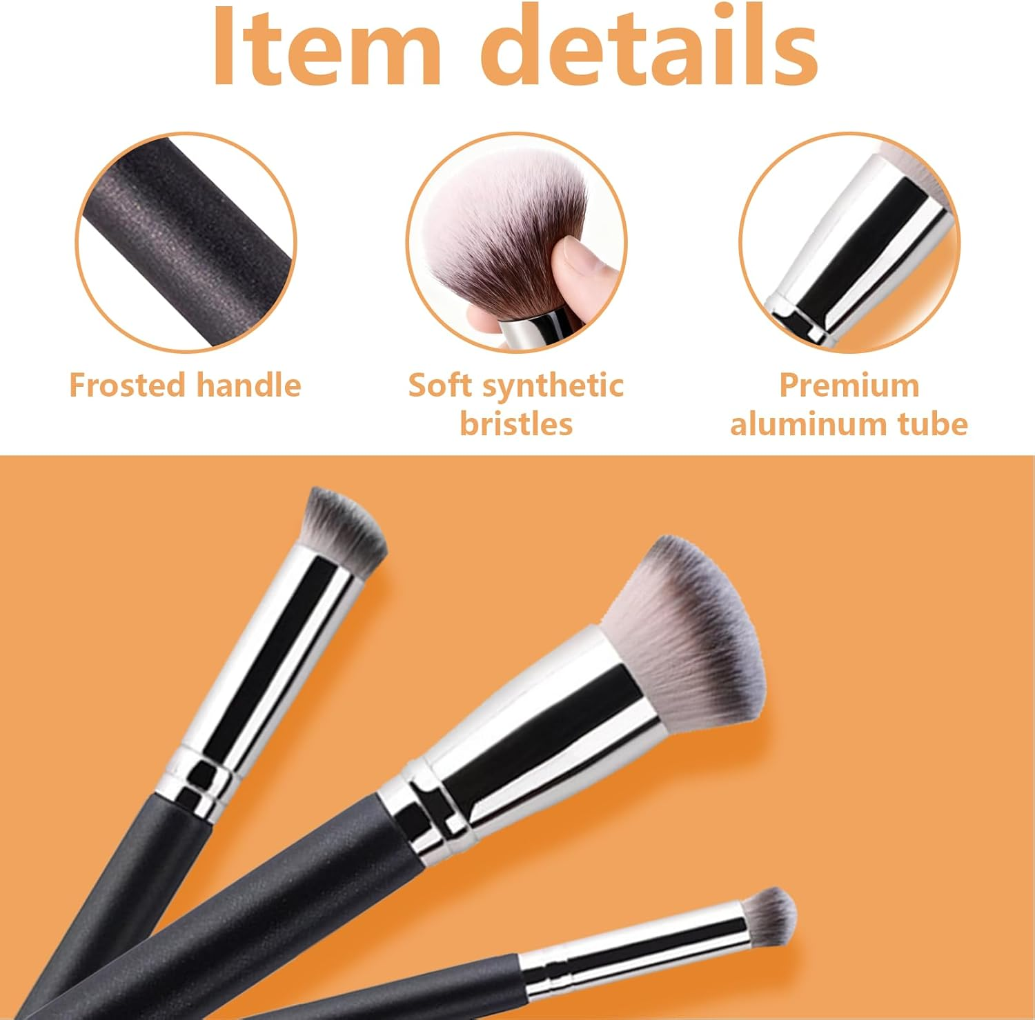 ONBPIY 3Pcs Concealer Brush Set Professional Makeup Brushes Slanted Foundation Brush and Angled Concealer Brush for Liquid Cream Powder Foundation Blending