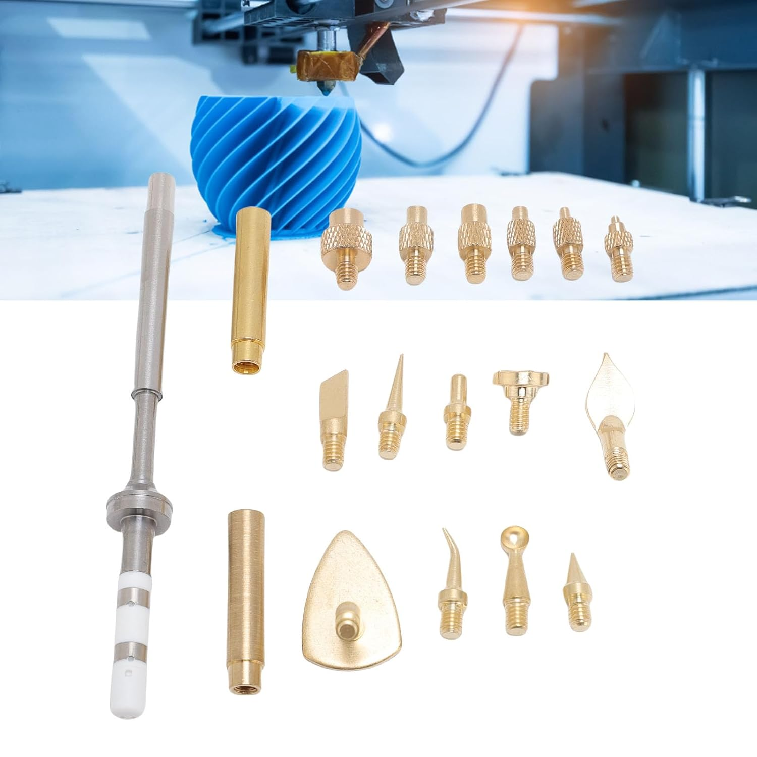 Heat Set Insert Tool 3D Printing Smoothing Kit, Brass Tips Female Thread, Compatible TS100 Soldering Iron 18PCS for ABS PLA Nylon Model Finishing image number 4
