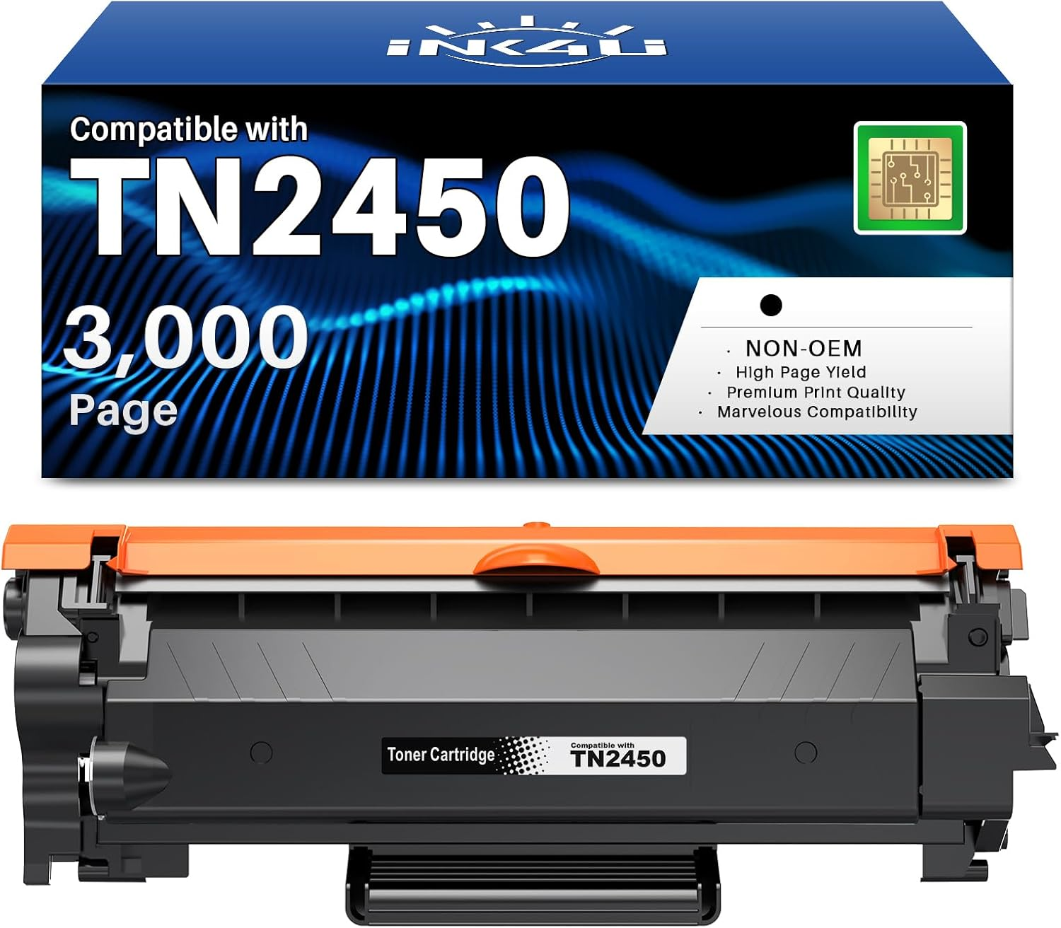 TN2450 Toner Cartridge (3,000 Pages) Compatible for TN2450 TN 2450 TN-2450 High-Yield to Use with HLL2350DW HLL2375DW HLL2395DW MFCL2710DW MFCL2713DW MFCL2730DW MFCL2750DW（1 Black） image number 2