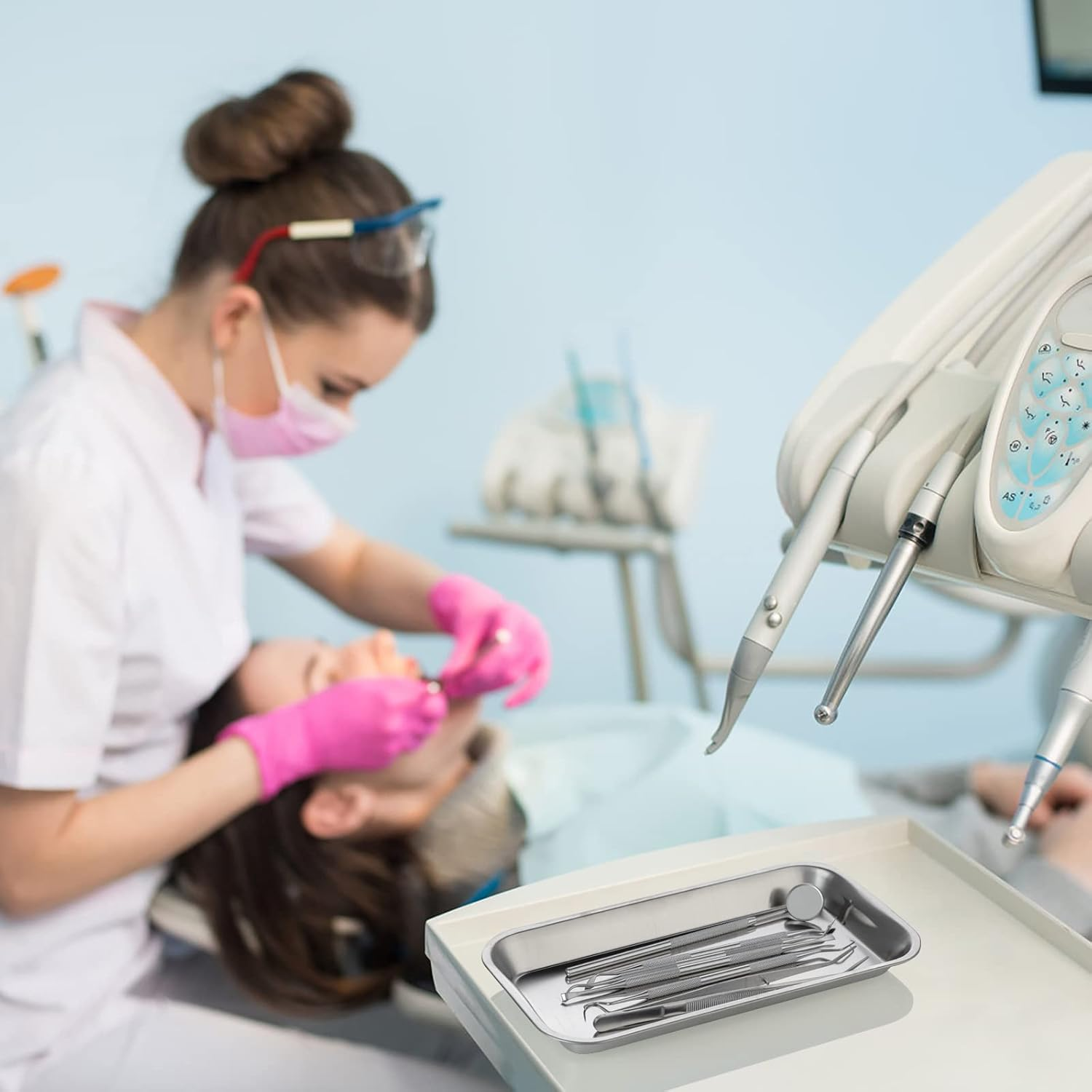 4 Pack Small Surgical Tray, 201 Stainless Steel Tray with Seamless Trays and Moderate Edge Height for Lab Dental Tattoo Piercing Instruments Organizer image number 2