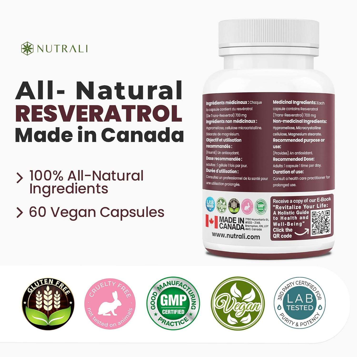 New HIGHEST POTENCY 700Mg RESVERATROL Capsules, 98% Pure Trans-Resveratrol Supplement, Powerful Antioxidant and Anti-Inflammatory Properties. Gut Health, Improved Radiant Skin Supplement for Women and Men, Non-Gmo, Vegan, Gluten Free. 60 Capsules. image number 3