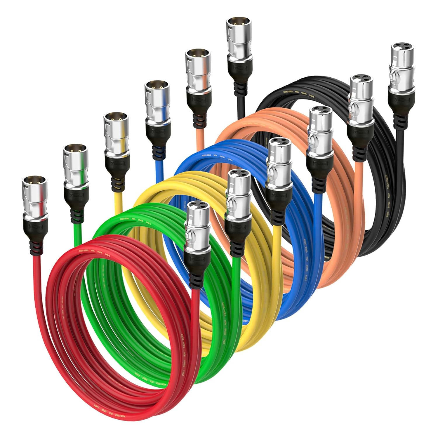 TEKERA XLR Cables 6-Pack &ndash; Colored XLR Male to Female Mic Cables, 3-Pin Balanced Microphone Audio Snake Cords for Studio, Mixer, Live Sound & Recording Equipment，0.5M image number 2