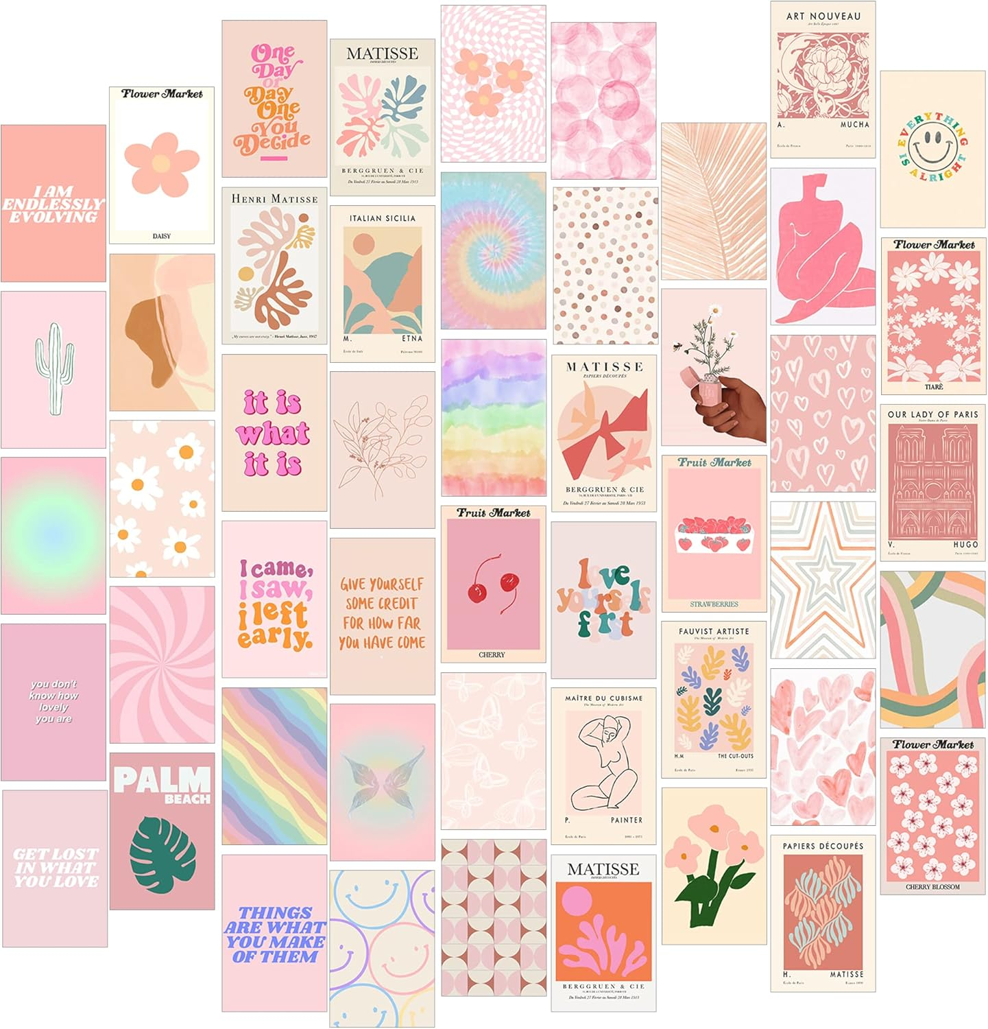 Pink Room Decor Aesthetic Danish Pastel, 50Pcs Blush Pink Wall Decor, Danish Pastel and Preppy Wall Collage Kit Aesthetic Pictures, Preppy Room Decor, Preppy Bedroom Wall Decor for Teen Girls Trendy Stuff image number 5