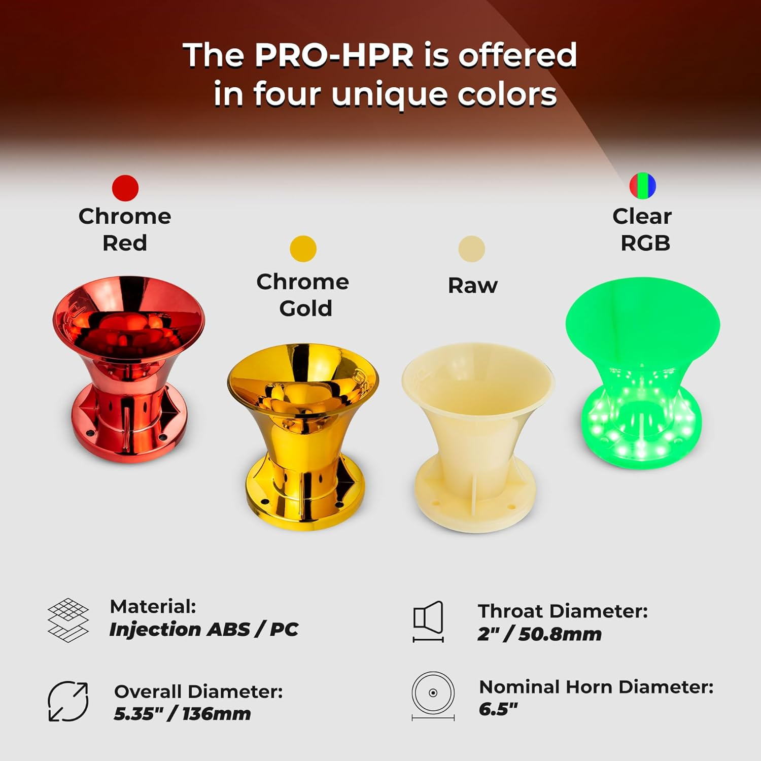 DS18 PRO-HPR/GD 2 Inch Exit Horn Waveguide, Mounting Horn Bolt on 2" No Holes, Exit Waveguide for Drivers, UV Resistant, Gold Chrome Finish