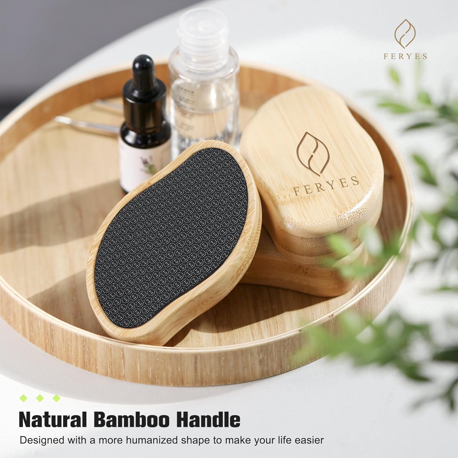 FERYES Glass Foot File Callus Remover with Bamboo Handle - Nano Glass Foot Scrubber for Dead Skin Pedicure File - Your Path to Silky, Smooth Feet image number 6