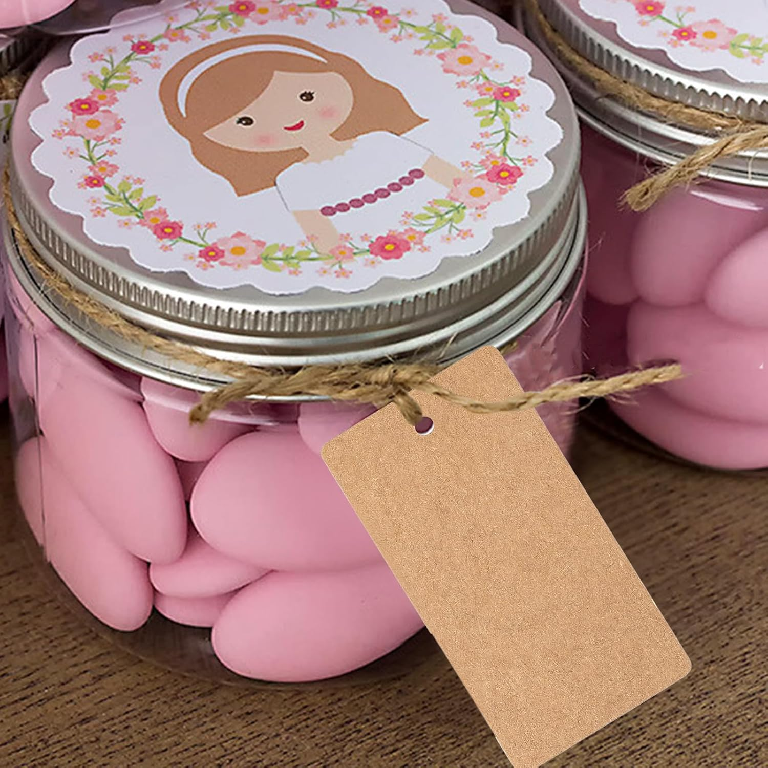 100 Pcs Kraft Paper Tags, Large Gift Tags, Blank Paper Tags with String, Large Gift Labels for Wedding Favors, Craft Paper for Presents, Kraft Paper Paper with Free Natural Jute (White) image number 3